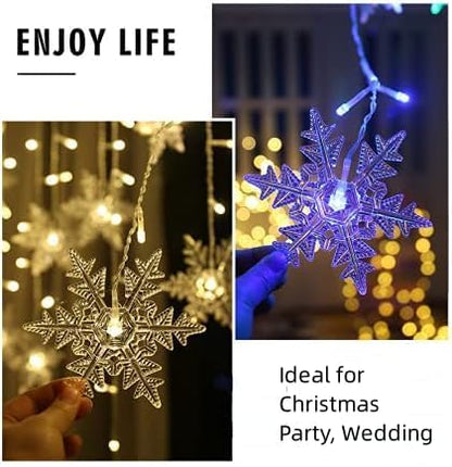 LED Curtain Lights,9.84ft/3M 96 LED Snowflake Curtain String Lights Plug-in Window Curtain Lights with 8 Modes Decoration for Christmas, Wedding, Party,Wall, Home Decorations