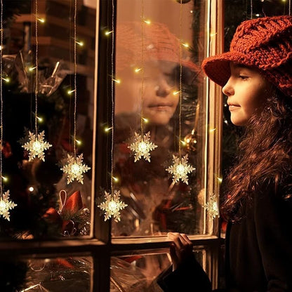 LED Curtain Lights,9.84ft/3M 96 LED Snowflake Curtain String Lights Plug-in Window Curtain Lights with 8 Modes Decoration for Christmas, Wedding, Party,Wall, Home Decorations