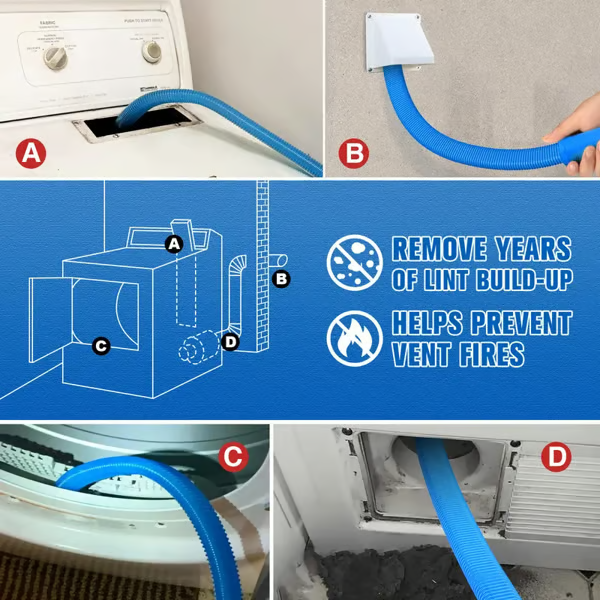 ♻️ Say Goodbye to Lint Build-Up✨ Ultimate Dryer Vent Cleaner Kit - For Safe, Efficient Laundry!-1